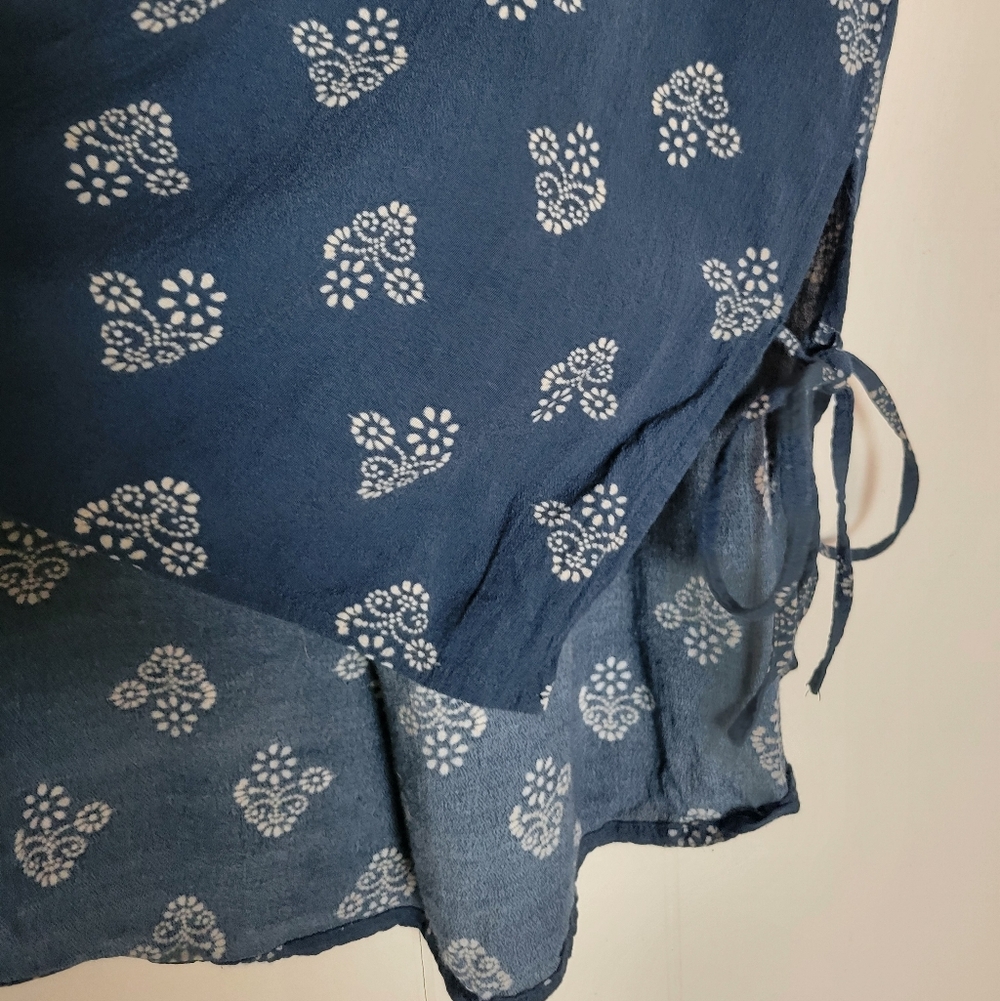 Madewell Skylight Side-Tie Top In Floral Retro Navy Pattern - Picture 7 of 11